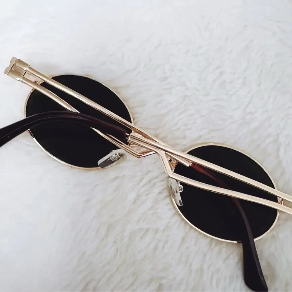Brandon Green Tint with Gold Rim Round Sunglasses